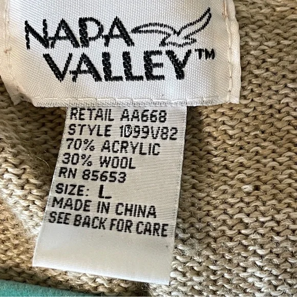 Napa Valley Tan Floral Embroidered Knit Sweater Vest Boho Grannycore Indie Large - Picture 9 of 10